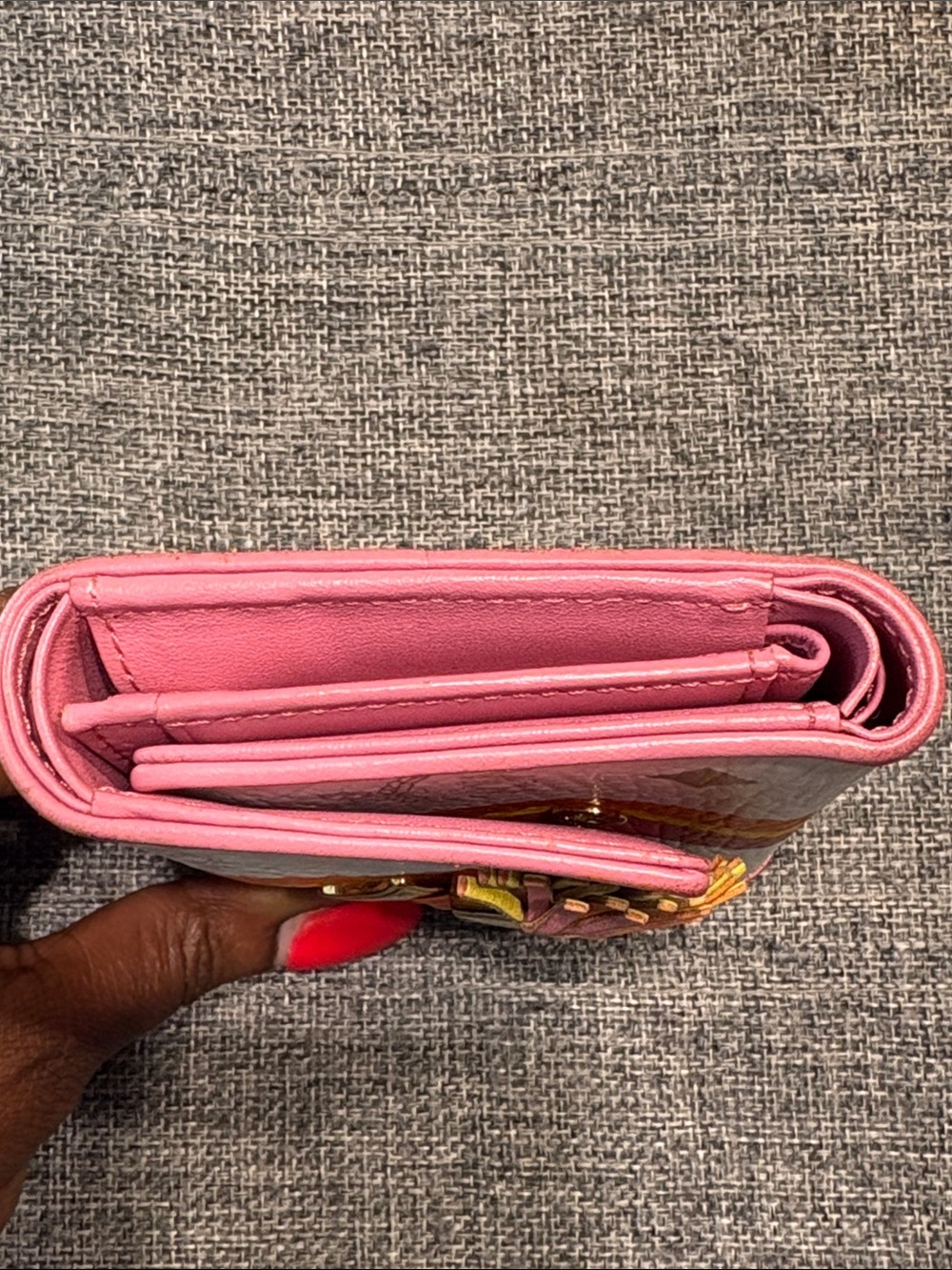 MCM White Leather Wallet with Pink, Orange & Yellow Tassels - Picture 10 of 13